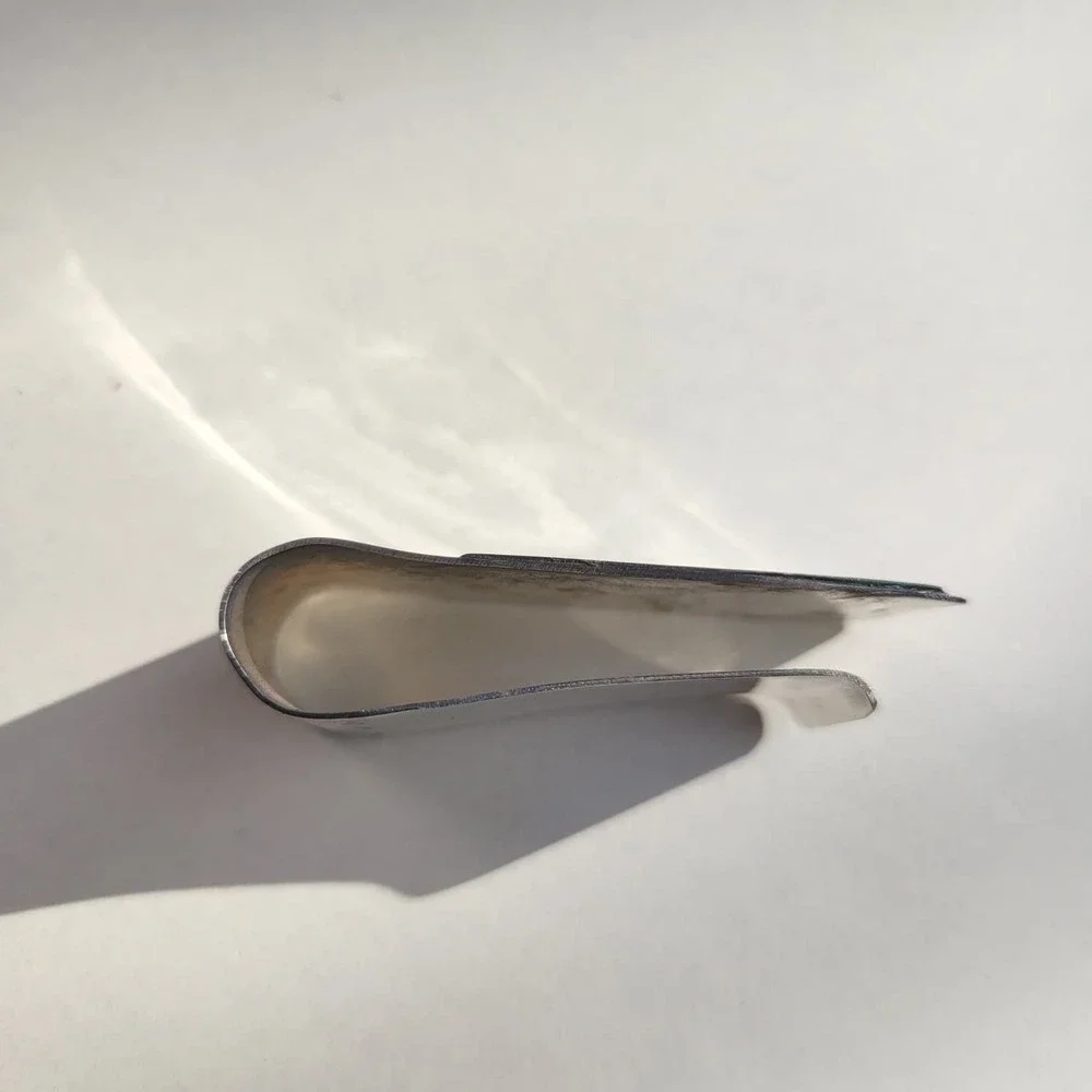 Vintage Mexican Silver Abalone Inlay Spiral Geometric Money Clip Accessory